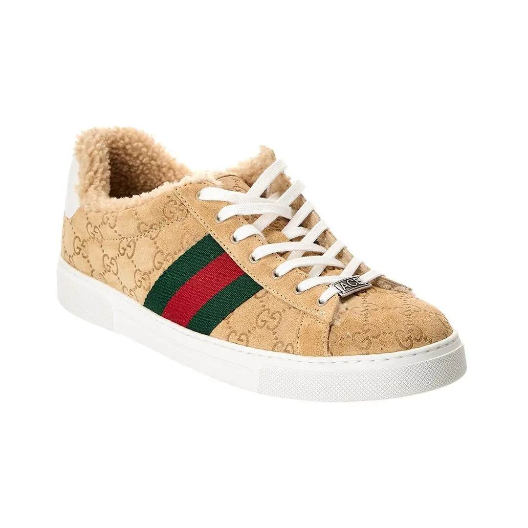 Gucci Ace Gg Suede Sneaker Men`s Brown 6