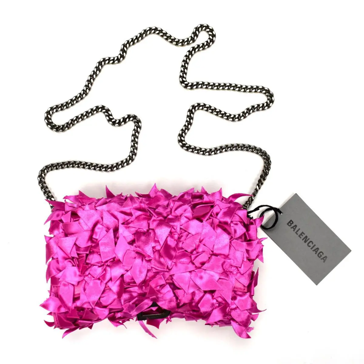 Balenciaga Wallet on Chain Hourglass Bag Satin Bows Magenta Pink