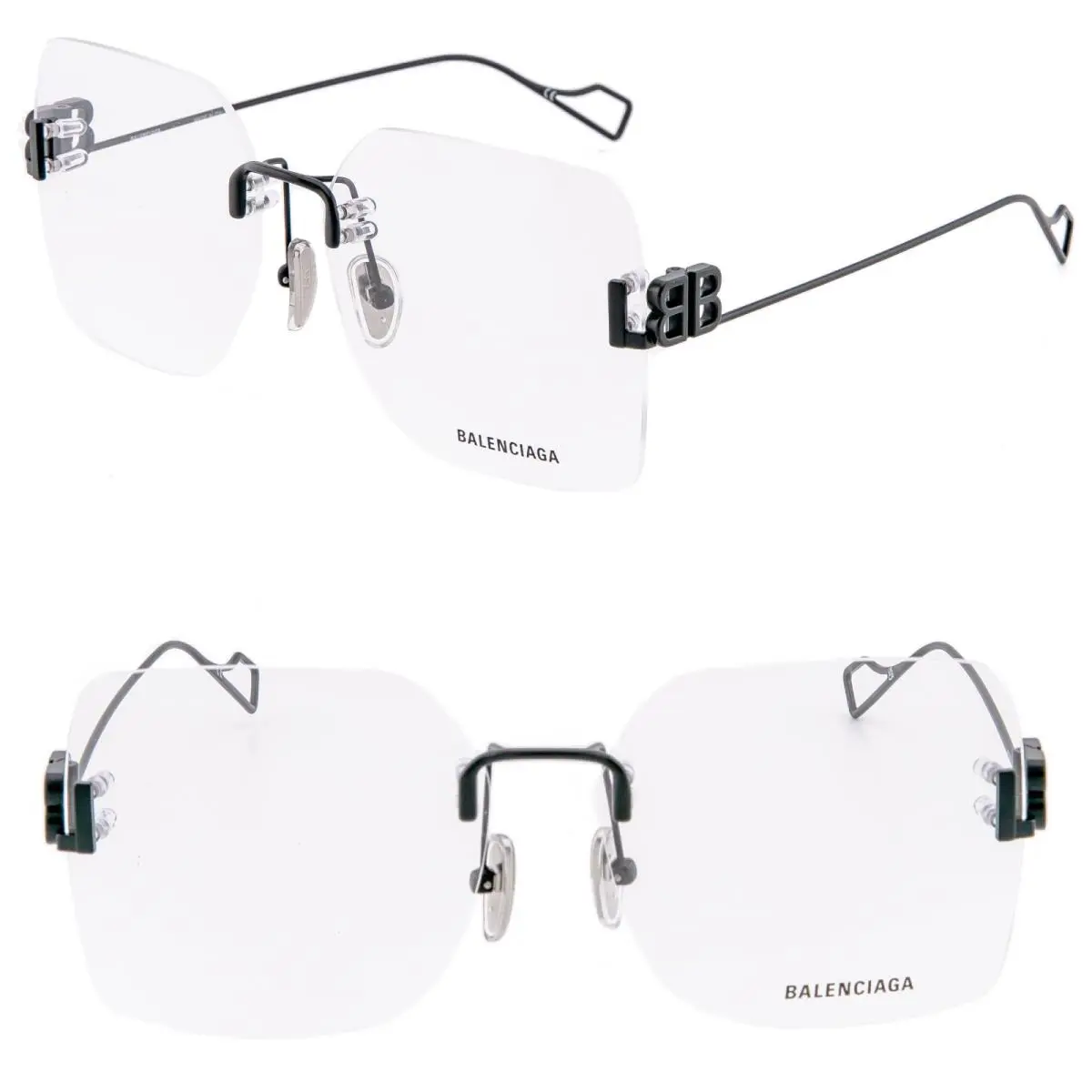 Balenciaga Logo 0113 Black Metal Retro Eyeglass 60mm BB0113O Optical Frame 001