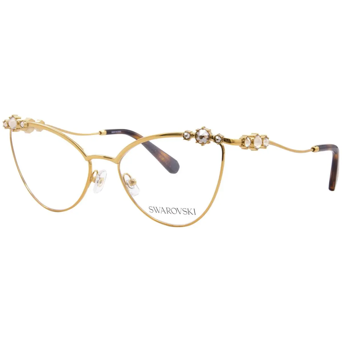 Swarovski SK1033 4007 Eyeglasses Frame Women`s Dark Gold Full Rim Cat Eye 56mm