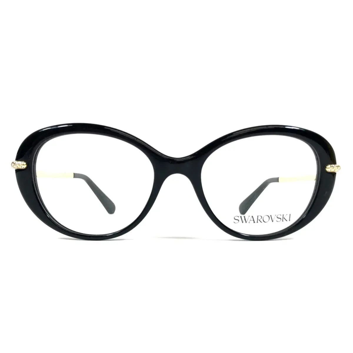Swarovski Eyeglasses Frames SK2001 1001 Black Gold Round Crystals 52-18-130