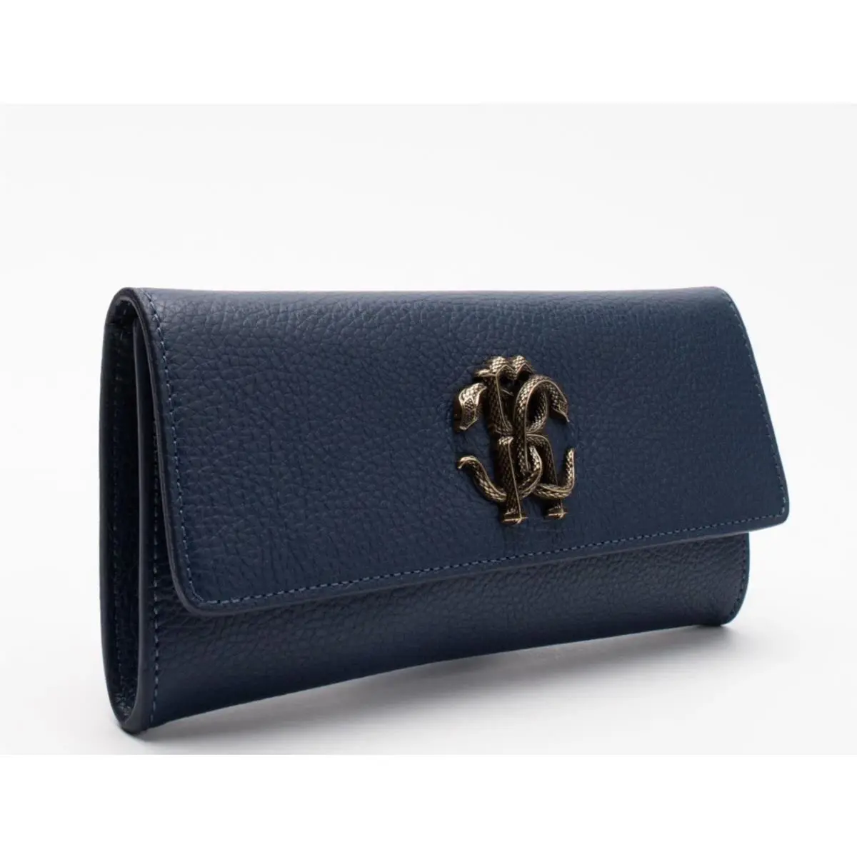 Roberto Cavalli Woman’s Clutch Wallet Midnight Blue - Bovine Leather