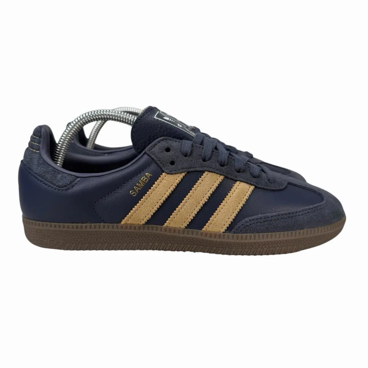 Adidas Samba OG Shadow Navy Golden Beige Shoes JR0894 Men`s Sizes 7.5 - 11.5 - Blue