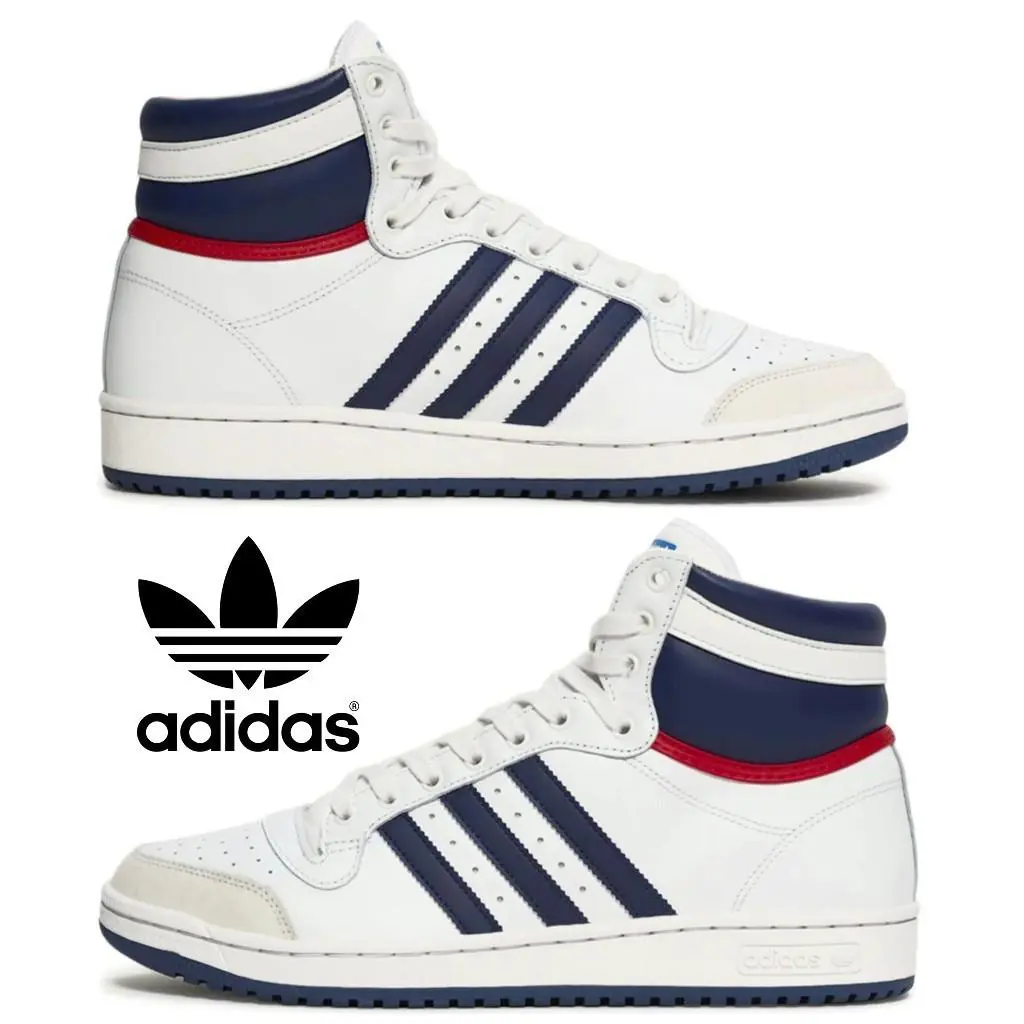 Adidas Top Ten High OG Men`s Shoes Sneakers Comfort Gym Training Sport Walking - White, Manufacturer: White | Supplier Color | Collegiate Red