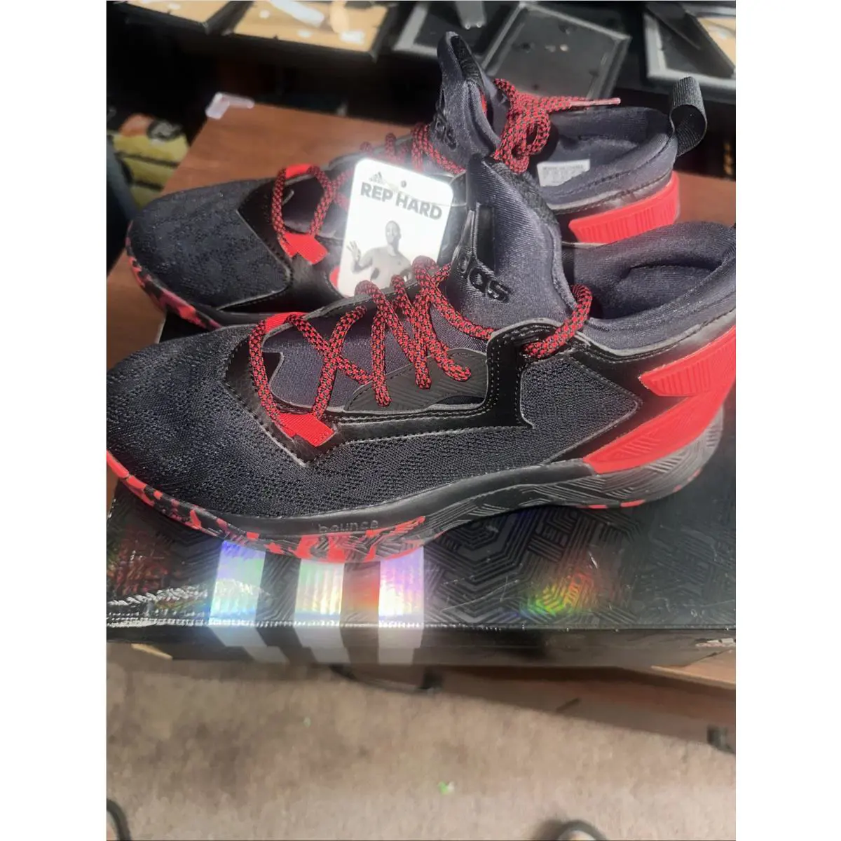 Adidas shoes - adidas D Lillard 2 - Lillard - B42387 - Black, Manufacturer: Core Black, College Eight Burgundy, Scarlet (UPC: 0889768866444) 0