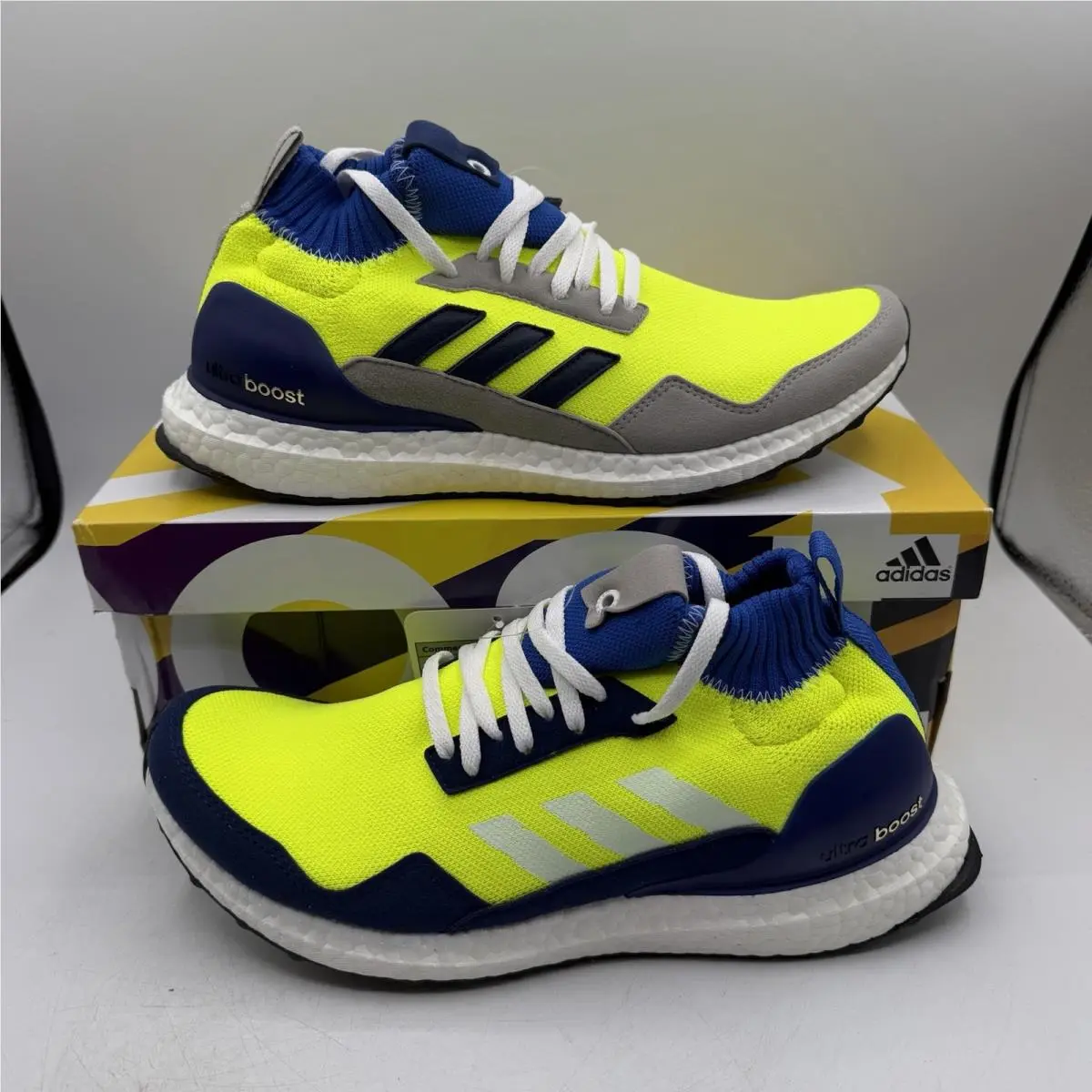 Adidas Ultra Boost Mid Prototype Shoes Men`s Size 8.5 Volt/blue Sneakers BD7399