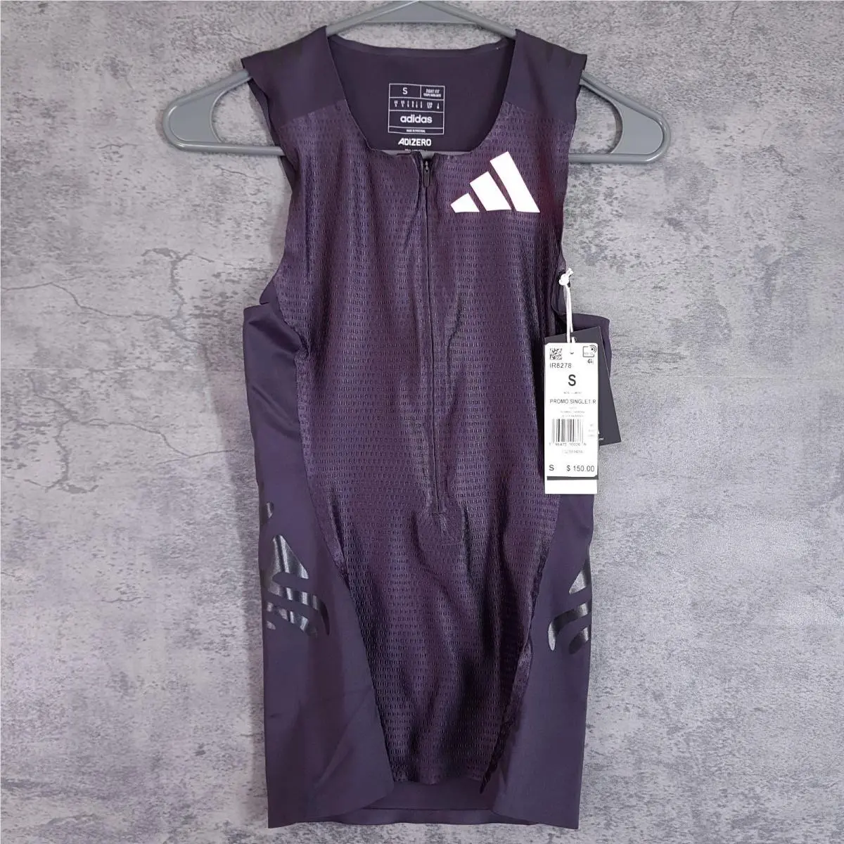 Adidas Pro Elite Team Rheon Promo Racing Singlet Mens Small Purple Black IR8278