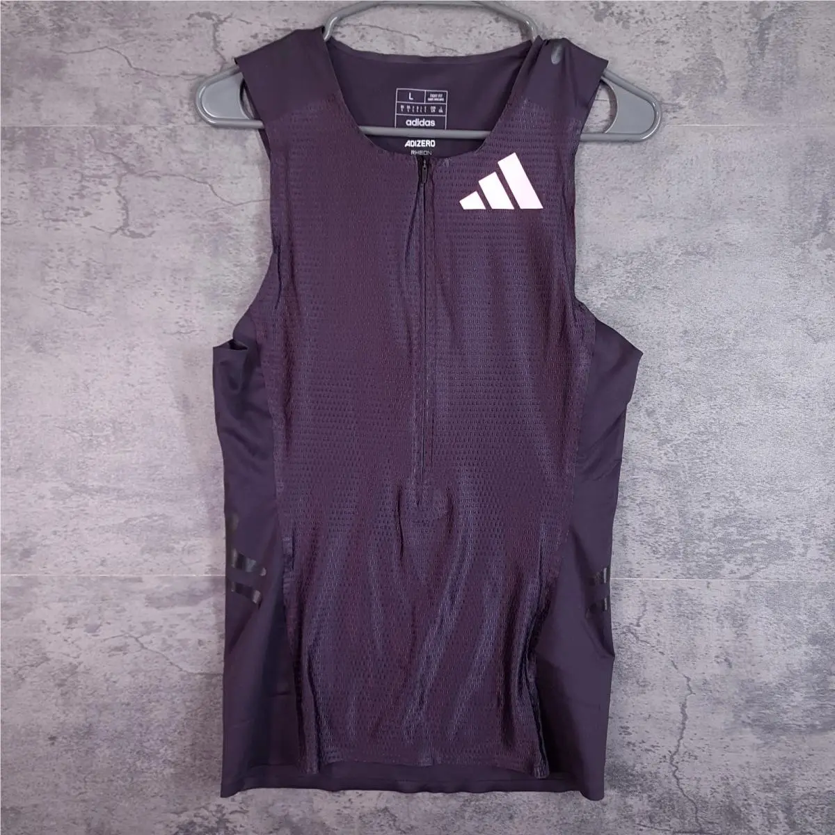 Adidas Pro Elite Team Rheon Promo Racing Singlet Mens Large Purple Black IR8278