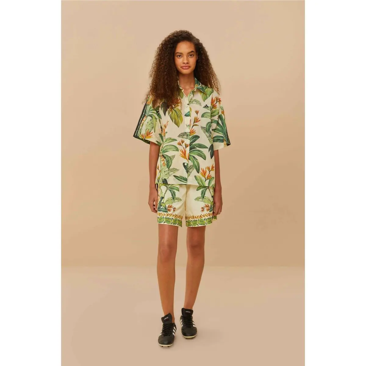 Farm Rio x Adidas Tropical Breeze Cream White Shirt Short Set Size XS