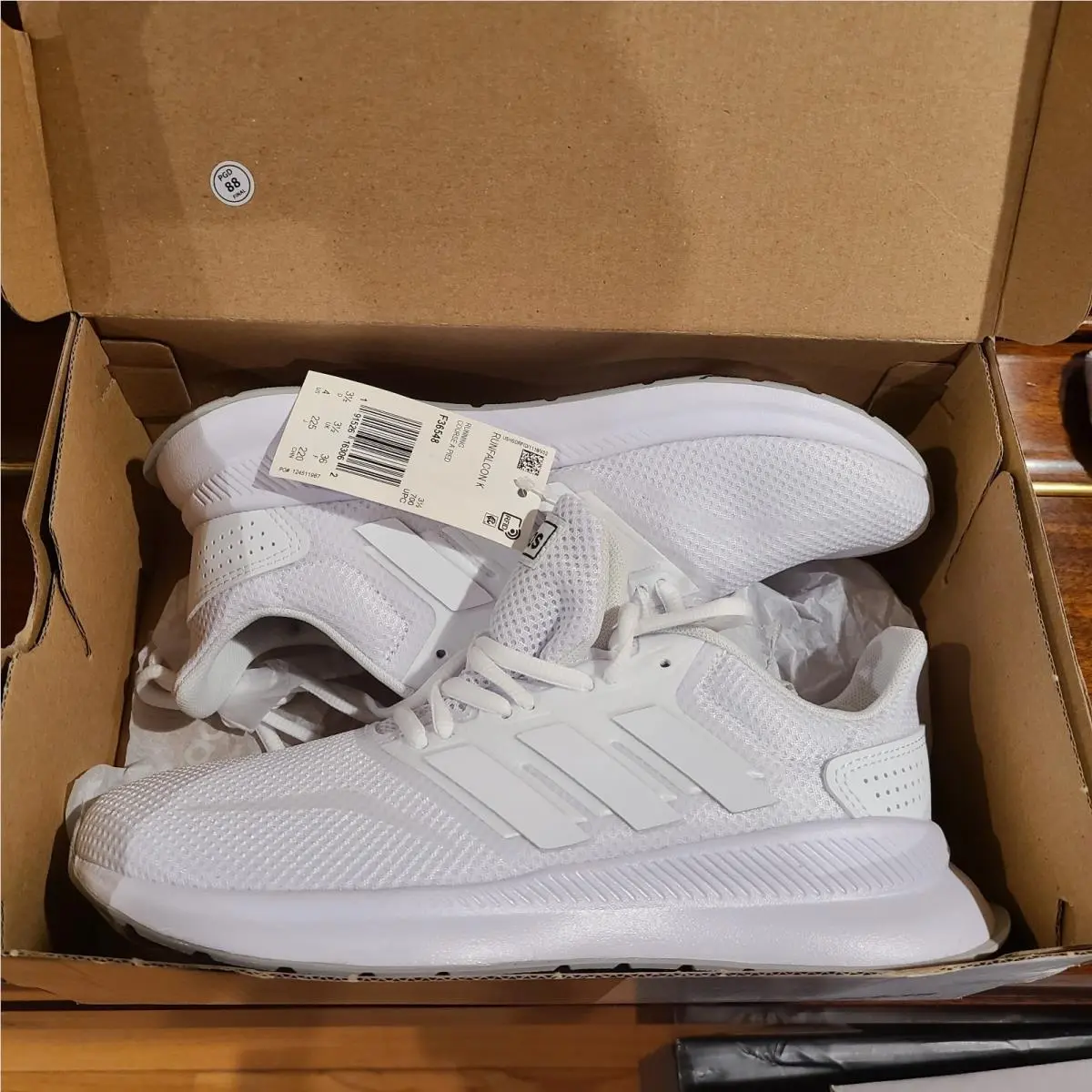 Adidas Runfalcon White Unisex Youth Sneakers Size 4K F36548