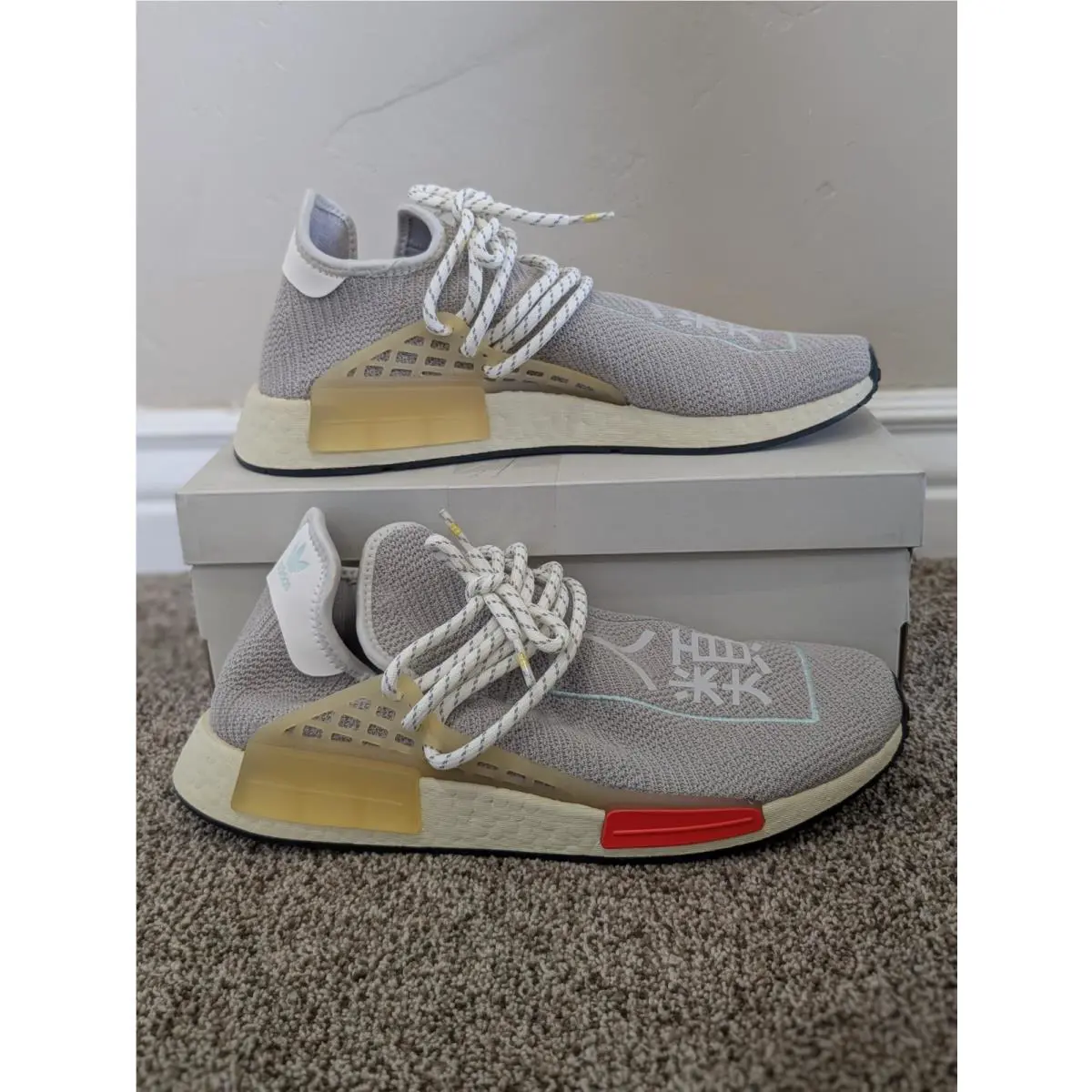 Size 11 Men`s Adidas HU Nmd Multicolor Lace Up Athletic Sneakers Shoes Q46468