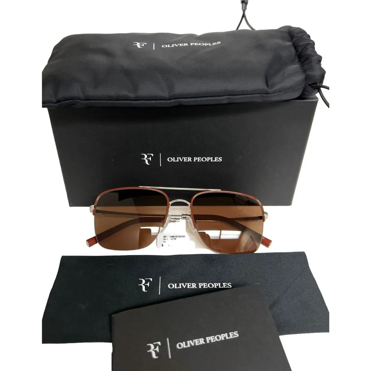 Oliver Peoples Roger Federer R-2 Sunglasses OV 1343S Silver Brown W/pouch