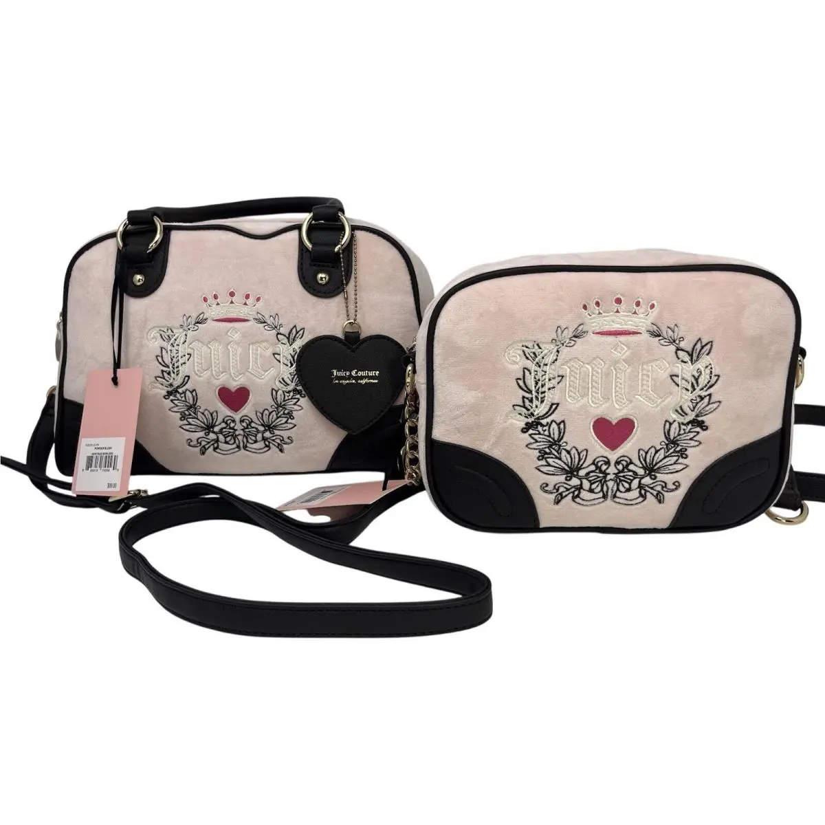 Women`s Juicy Couture Heritage Collection Powder Blush Handbag Lot Of 2
