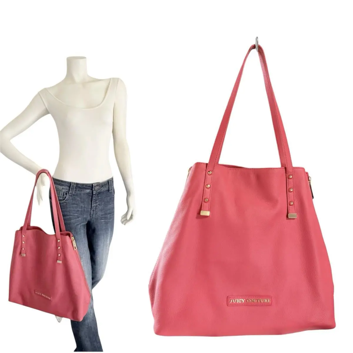 Juice Couture Leather Orange Grove Winged Large Shoulder Tote Bag