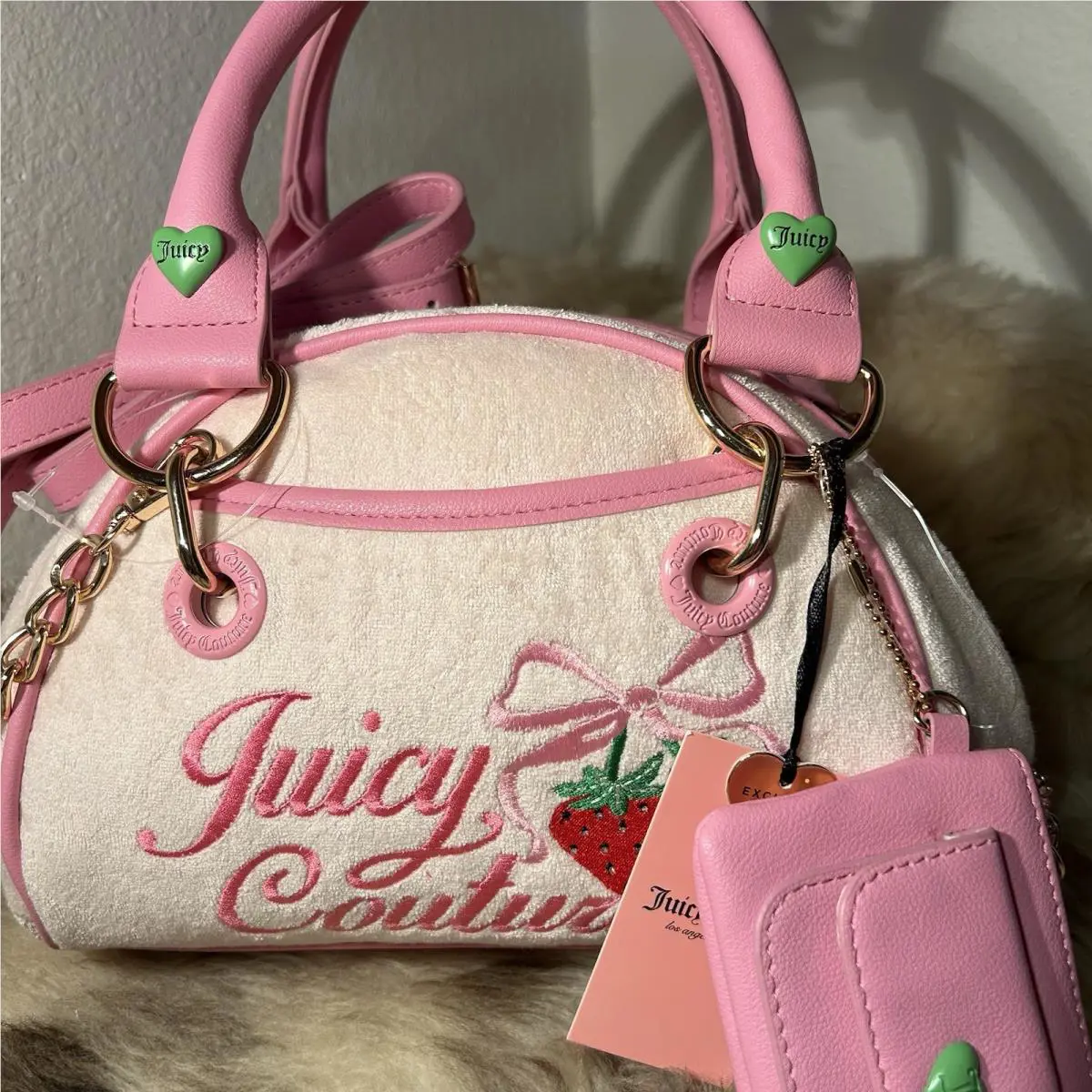 Juicy Couture Retro Strawberry Satchel Crossbody - Powder Blush