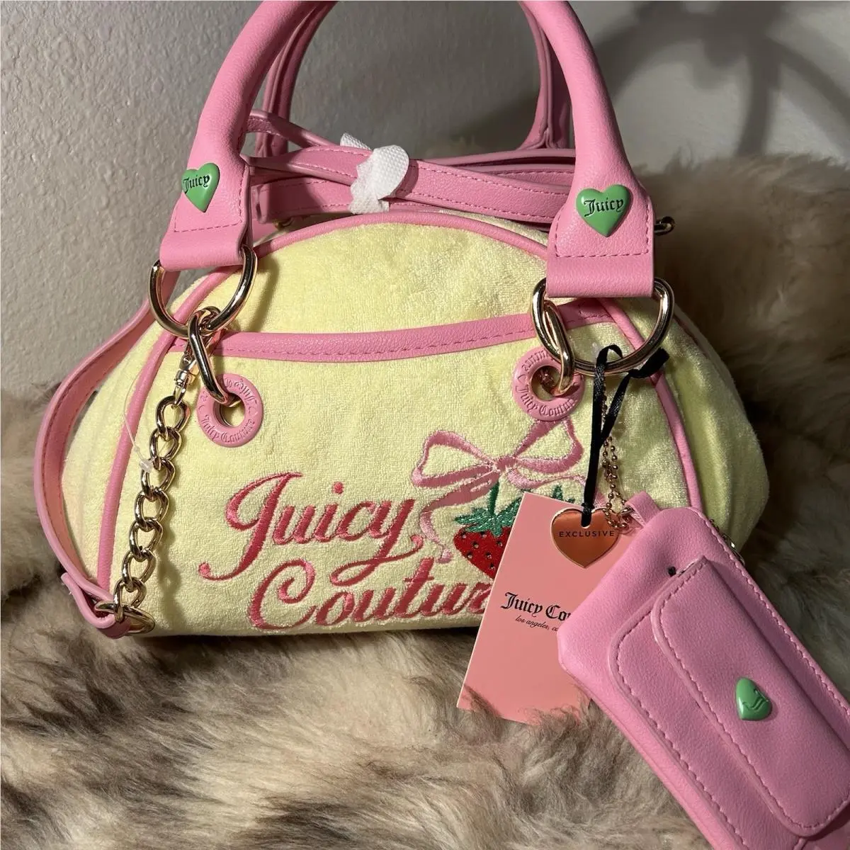 Juicy Couture Retro Strawberry Satchel Crossbody - Yellow Iris