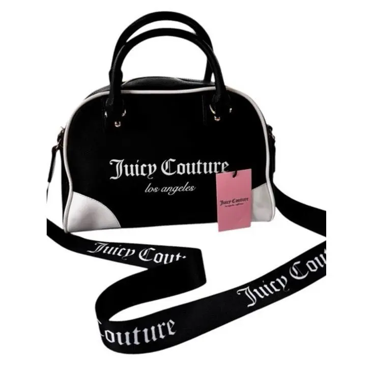 Juicy Couture Fashionista Sports Bowler Bag Satchel Crossbody Dome Black