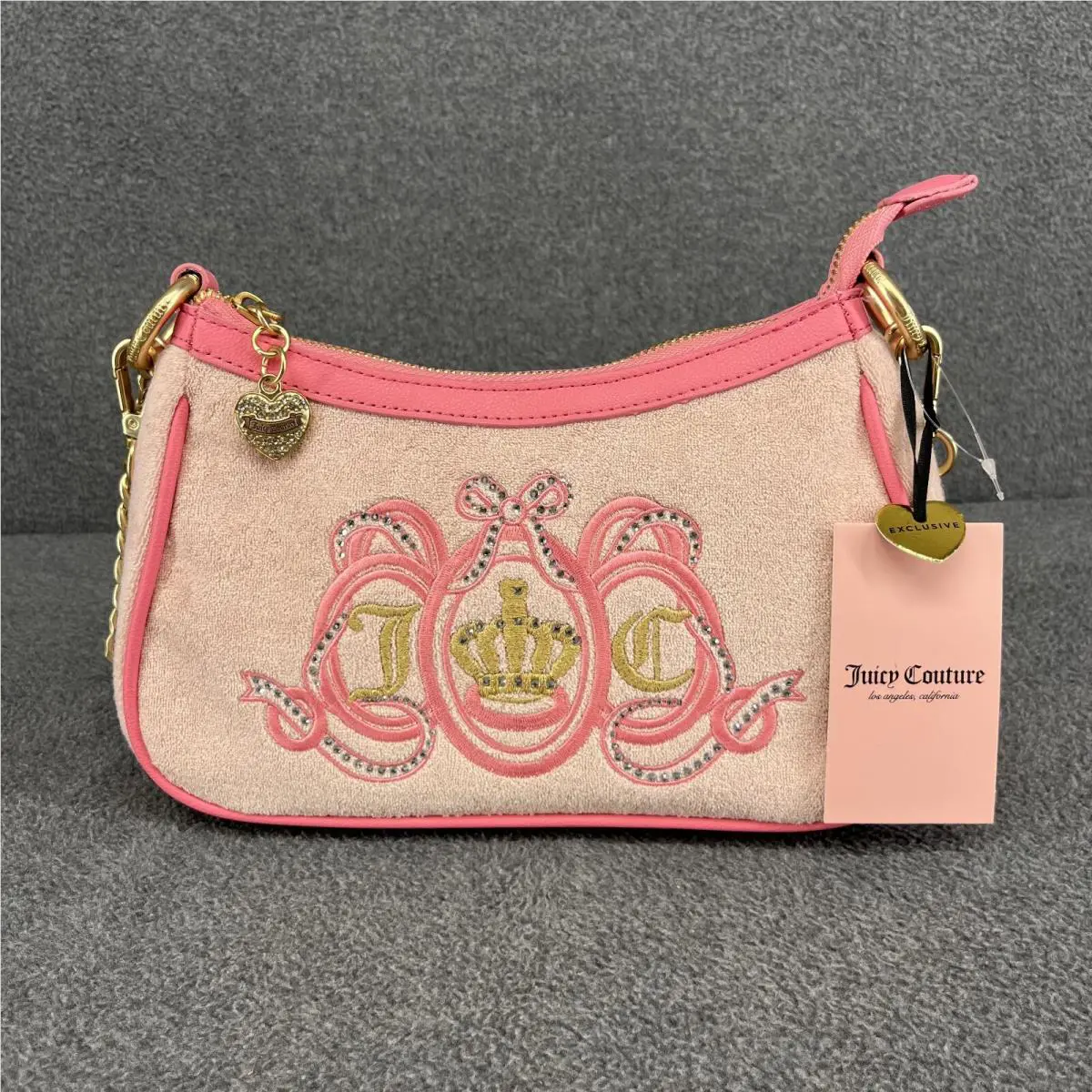 Juicy Couture Lovers Club Pink Diamond Lemonade Bag Purse Crown Exclusive