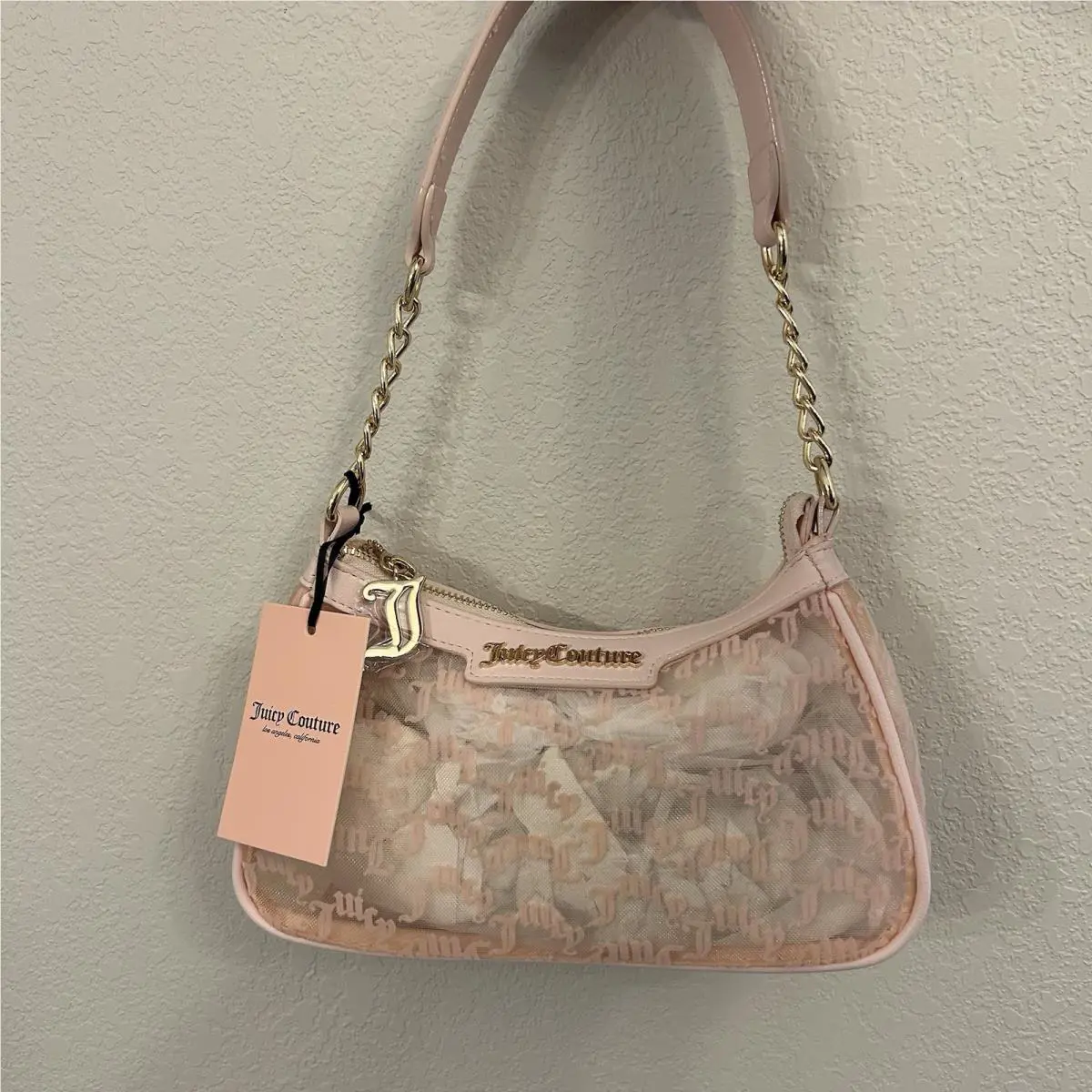Juicy Couture Transparently Juicy Clear Shoulder Bag - Powder Blush Mesh