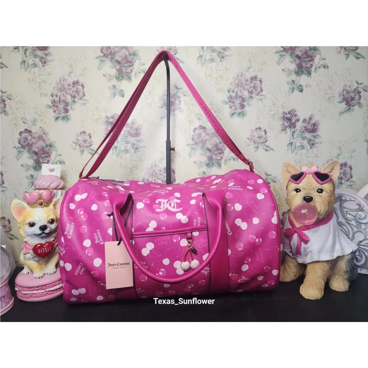 Juicy Couture Cherry on Top Weekender Duffle Bag Raspberry Tart Vhtf