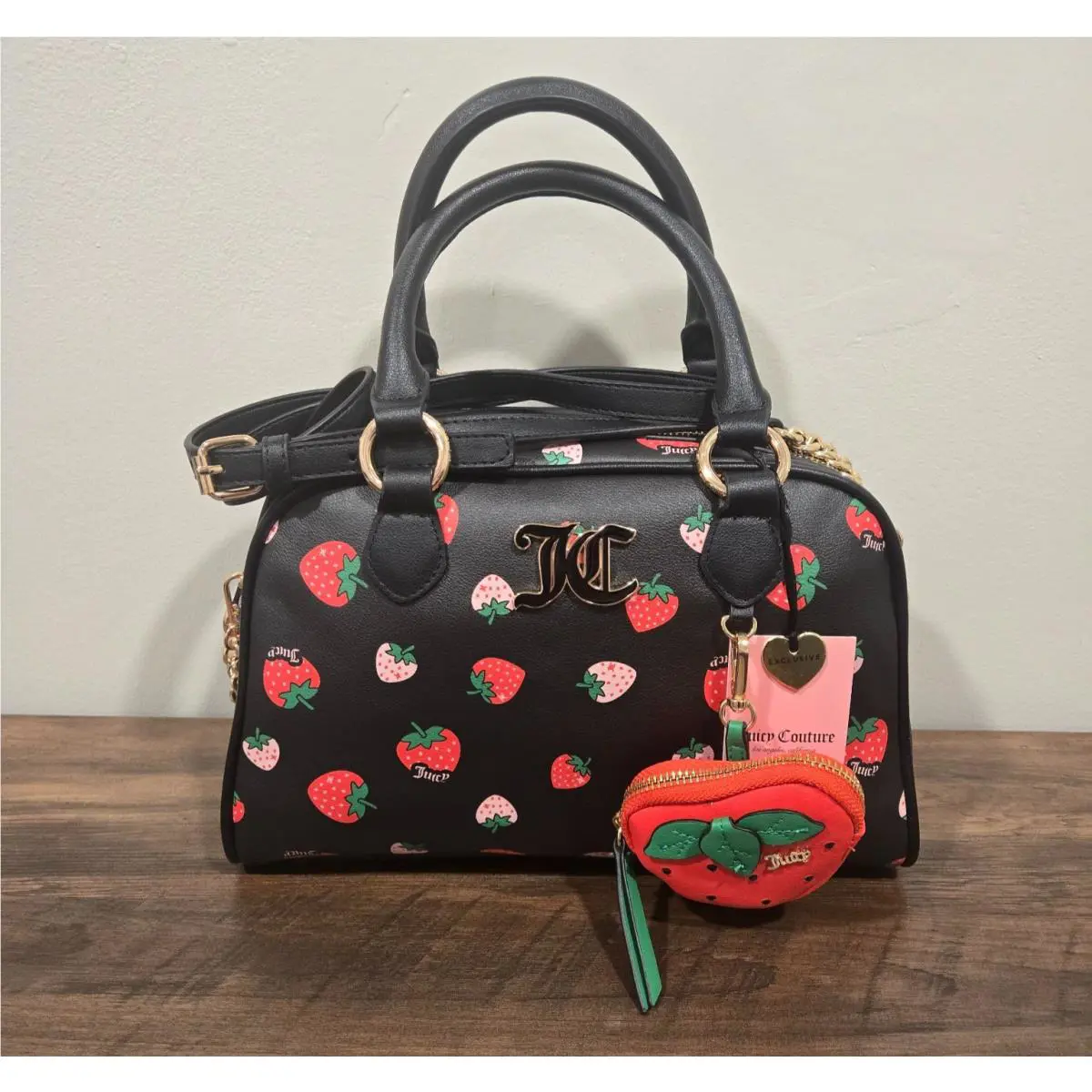 Juicy Couture Exclusive Sweet N Juicy Strawberry Bowler Bag Coin Purse Crossbody