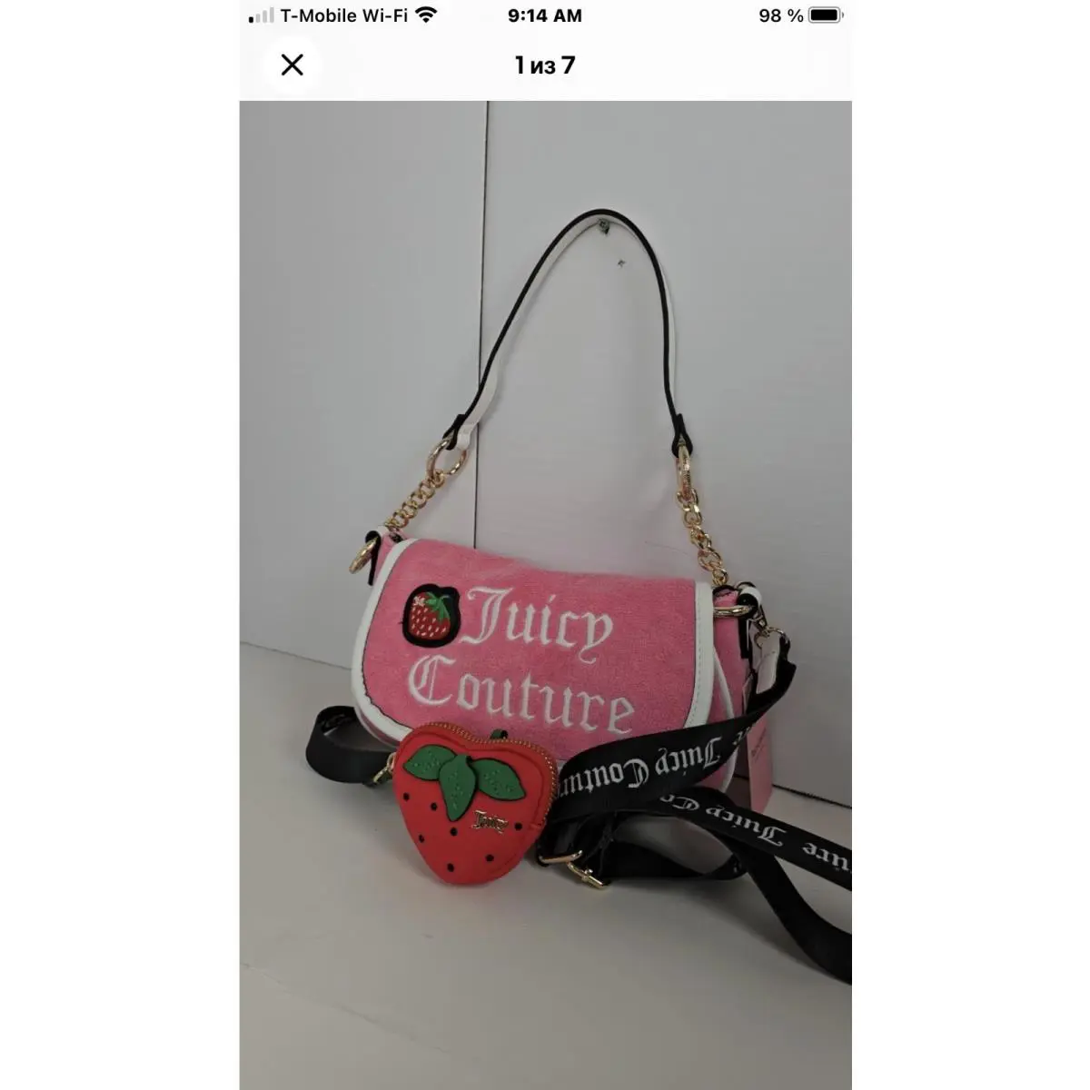 Juicy Couture Sweet N Juicy Apple Shoulder Bag Juicy Pink Lemonade Strawberry