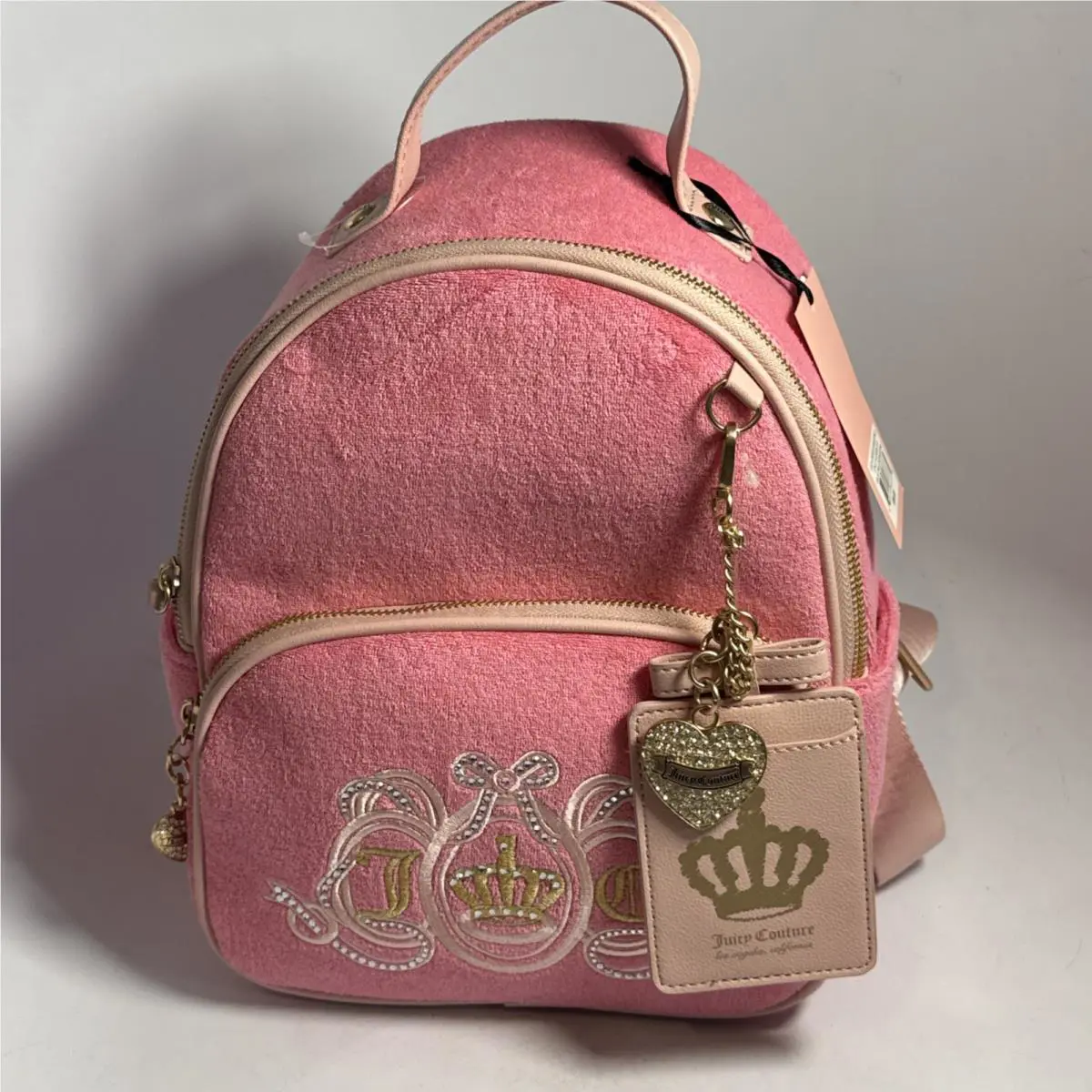 Juicy Couture Pink Lemonade Lovers Club Embroidered Terry Backpack Wallet