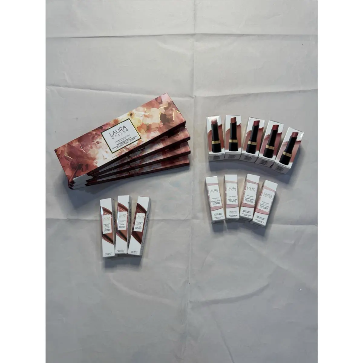 Lot Of 16 Laura Geller Lipstick Lip Tint Eyeshadow Blush Glossy Lip Oil
