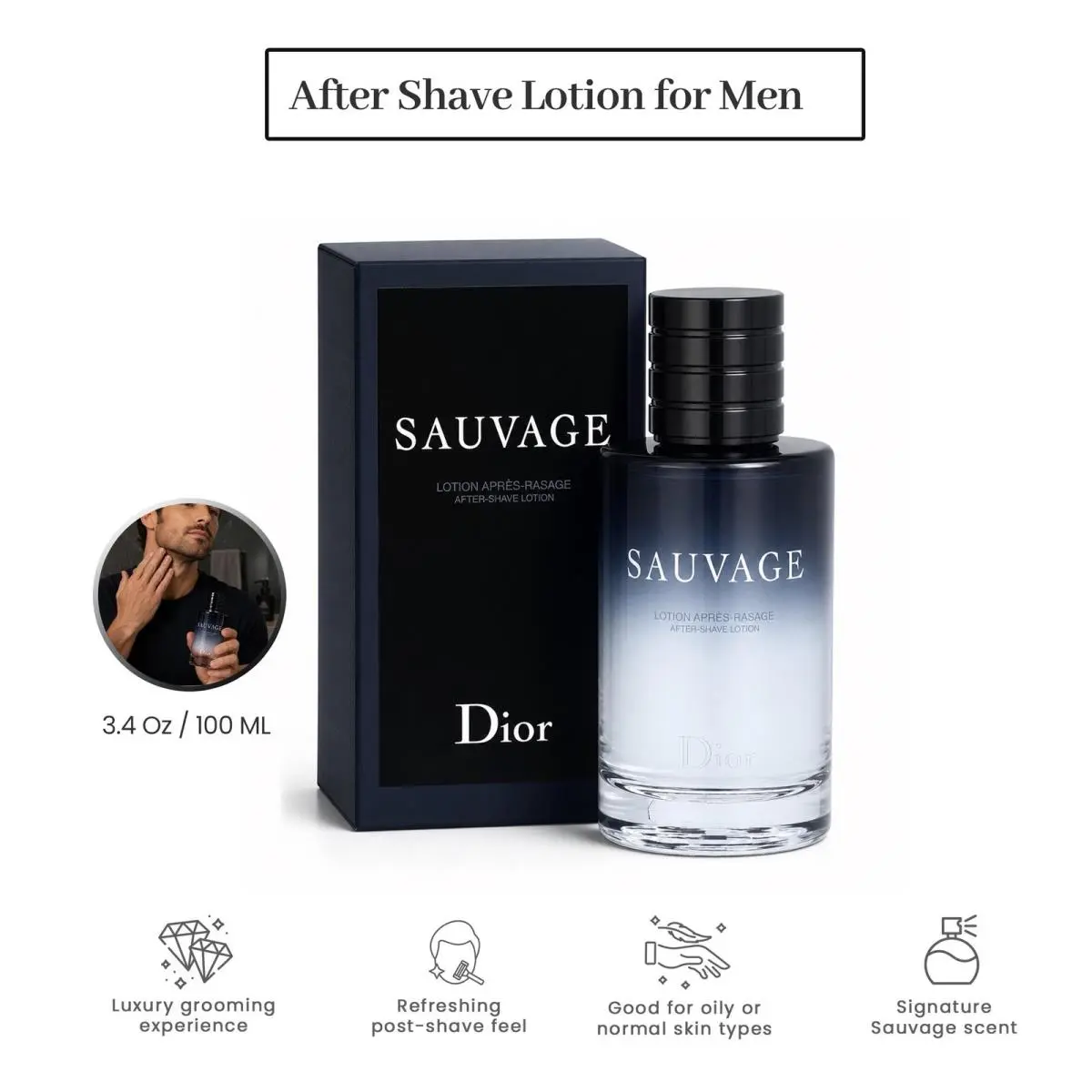 Christian Dior Sauvage After-shave Lotion 3.4 Fluid Ounce