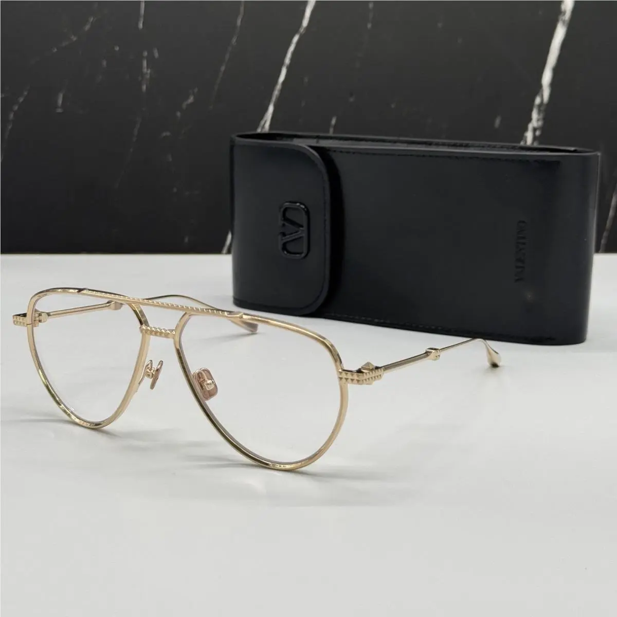 Valentino V-stud-ii VLX-133D Aviator Unisex Gold Eyeglasses
