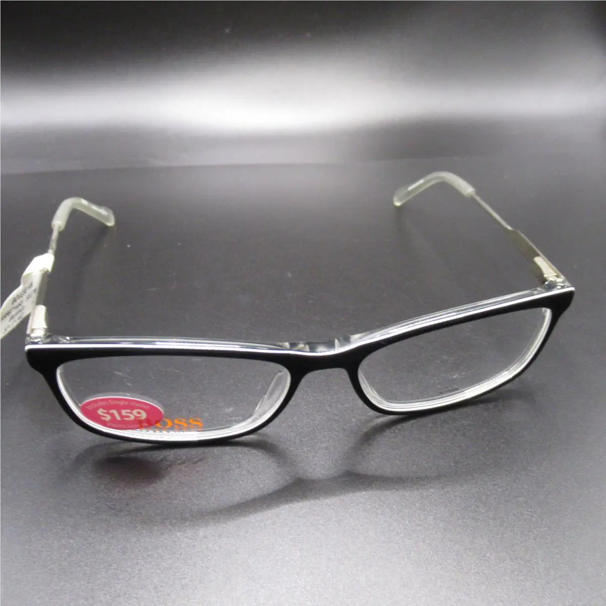 Hugo Boss BO 0230 HM Black White Silver Eyeglass Frames 57-17-140 Full Rim