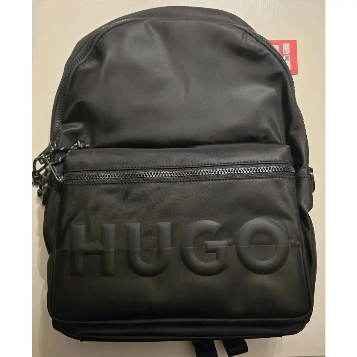 Hugo Boss Logo Pixel Lightweight Travel Zippered Backpack - Black