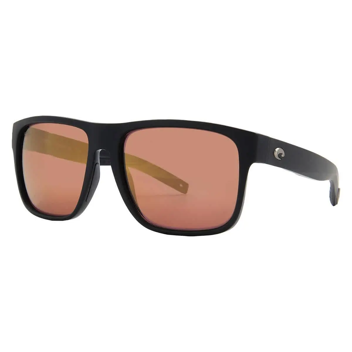 Costa Del Mar Spearo XL Gold Mirror Polarized Glass Square Men`s Sunglasses - Black, Frame: Black, Lens: Gold