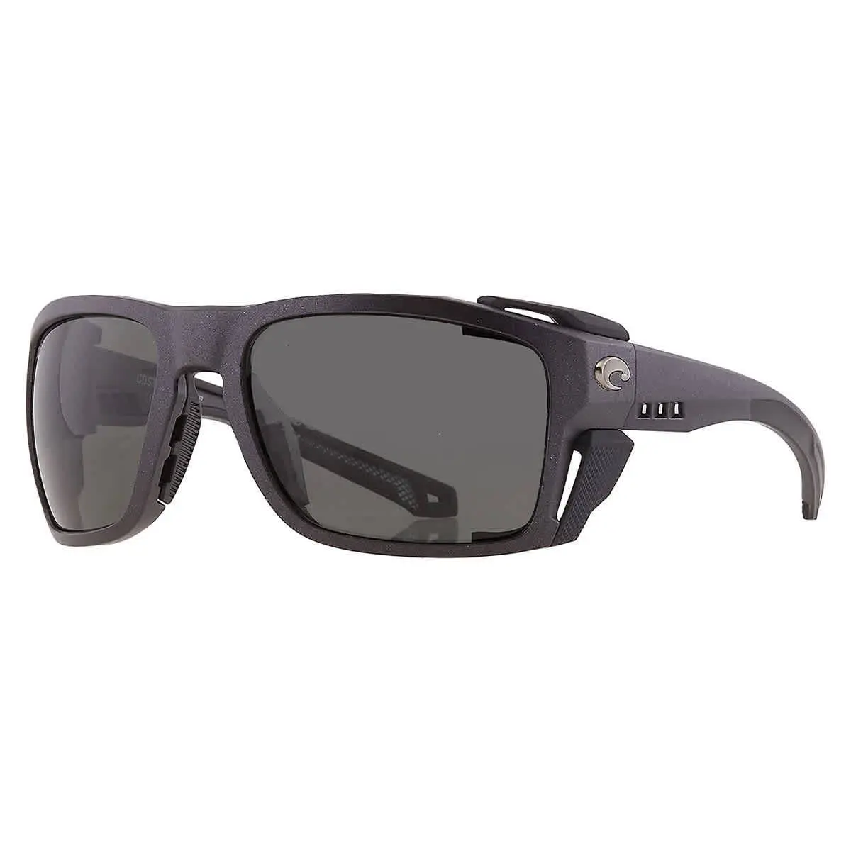 Costa Del Mar King Tide 8 Grey Polarized Glass Wrap Men`s Sunglasses 6S9111 - Black, Frame: Black, Lens: Grey
