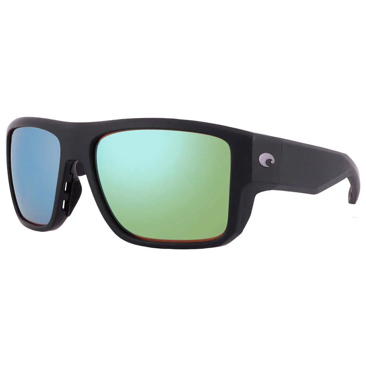 Costa Del Mar Taxman Green Mirror Polarized Glass Square Men`s Sunglasses 6S9116 - Black, Frame: Black, Lens: Green