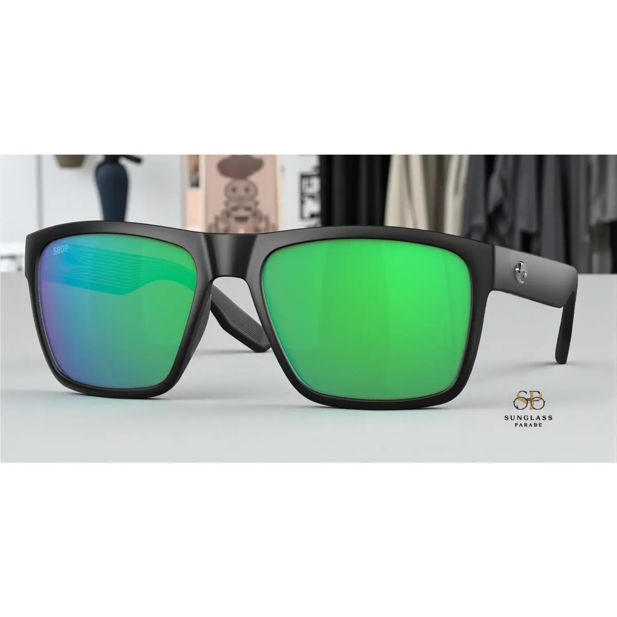 Costa Del Mar 6S9050 905002 Paunch Xl Black Green Polarized 59 Men`s Sunglasses - Frame: Black, Lens: Green