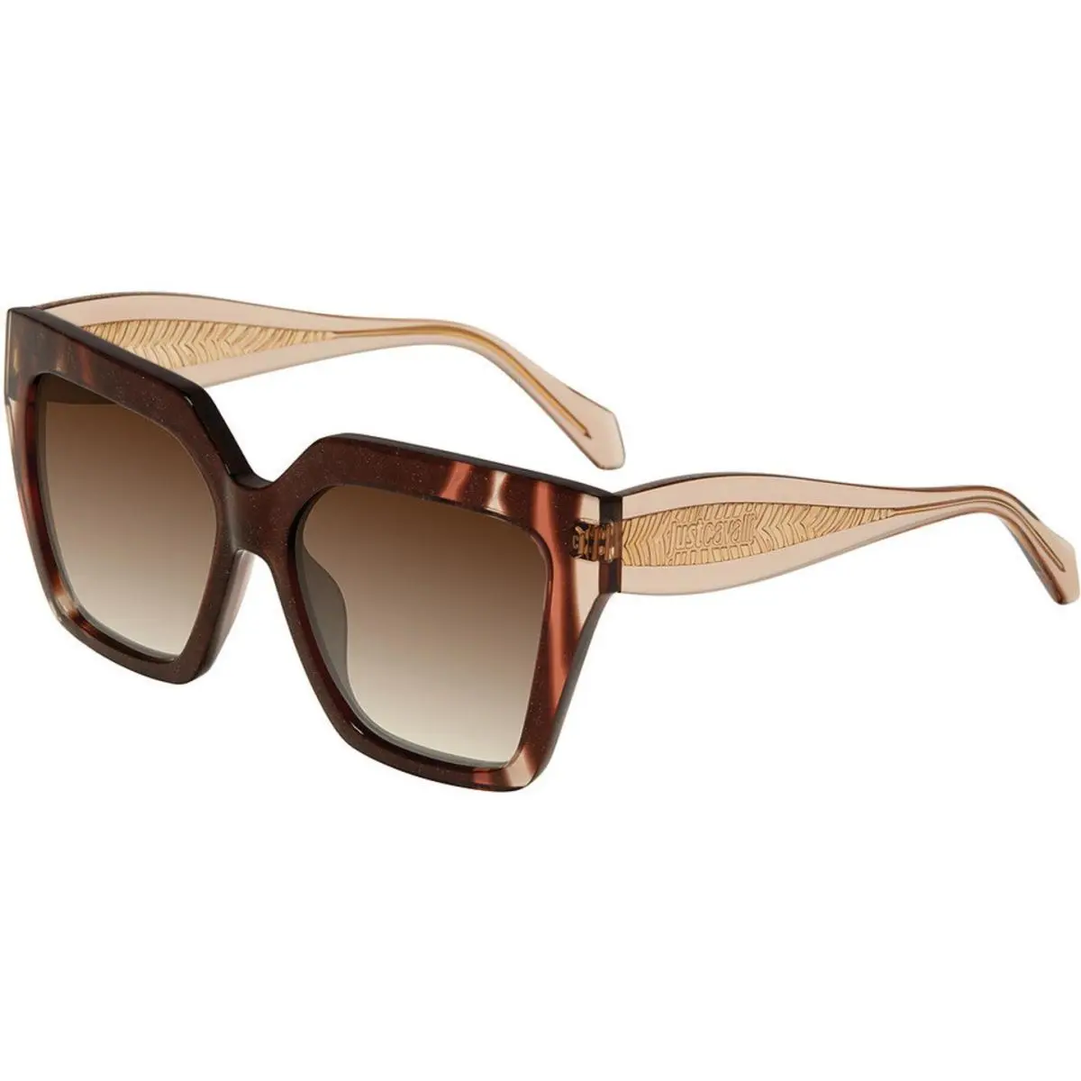 Just Cavalli Sjc 194 V Brown W/gold Glittery 0amf Size 55 Sunglasses