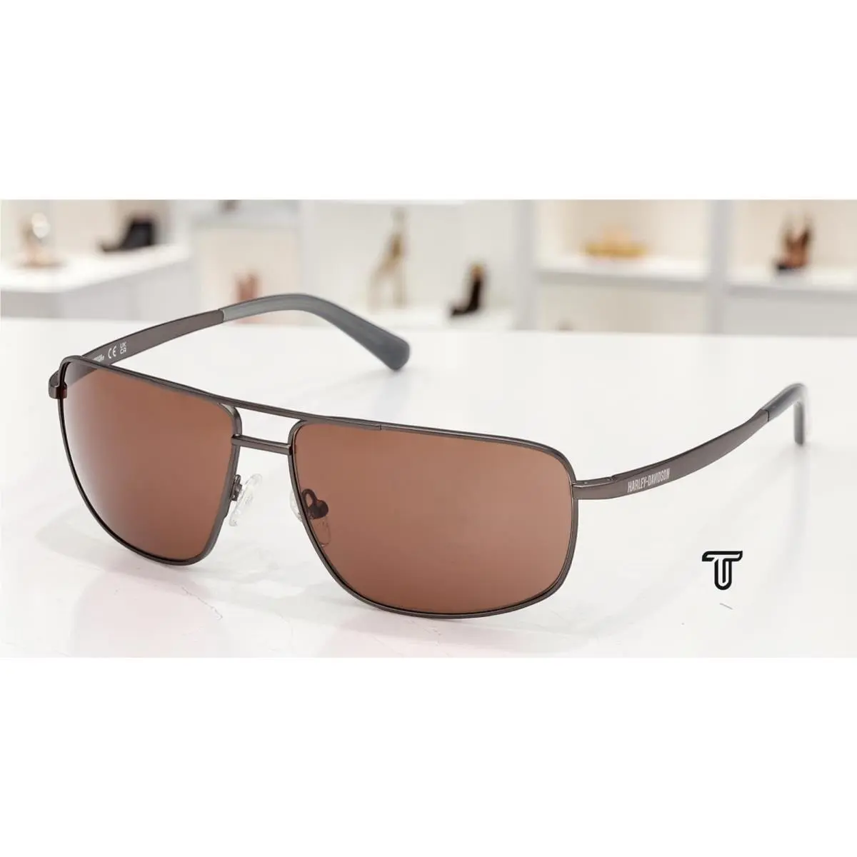 Harley Davidson HD00025 09E Metal Matte Gunmetal Brown 64 mm Men`s Sunglasses