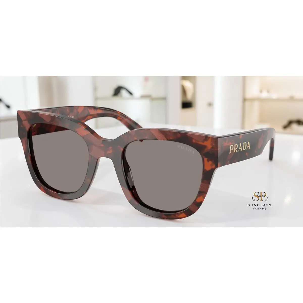 Prada PR C04S 23F80Q Amaranth Tortoise Dark Grey 52 mm Women`s Sunglasses