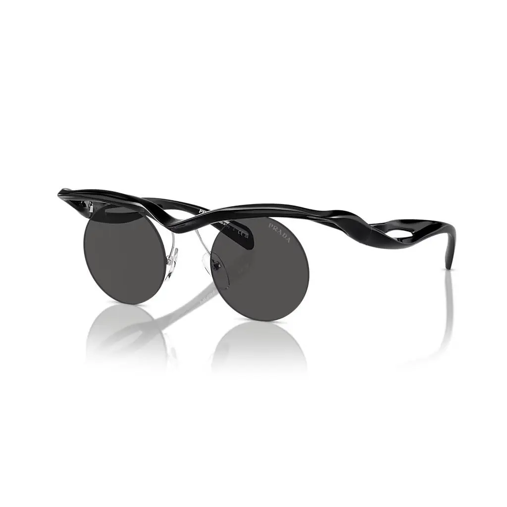 Prada Sunglasses PRA24S 1AB5S0 Polished Black Frame / Dark Grey Lens 43mm