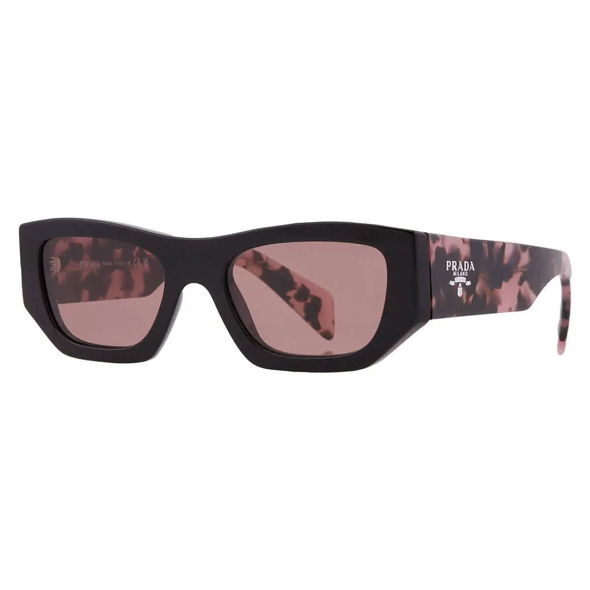 Prada Light Brown Rectangular Ladies Sunglasses PR A01S 13P60B 53 PR A01S 13P60B
