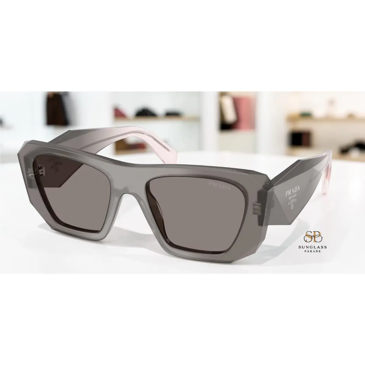 Prada PR B18S 20F80Q Grey Dark Grey 53 mm Women`s Sunglasses