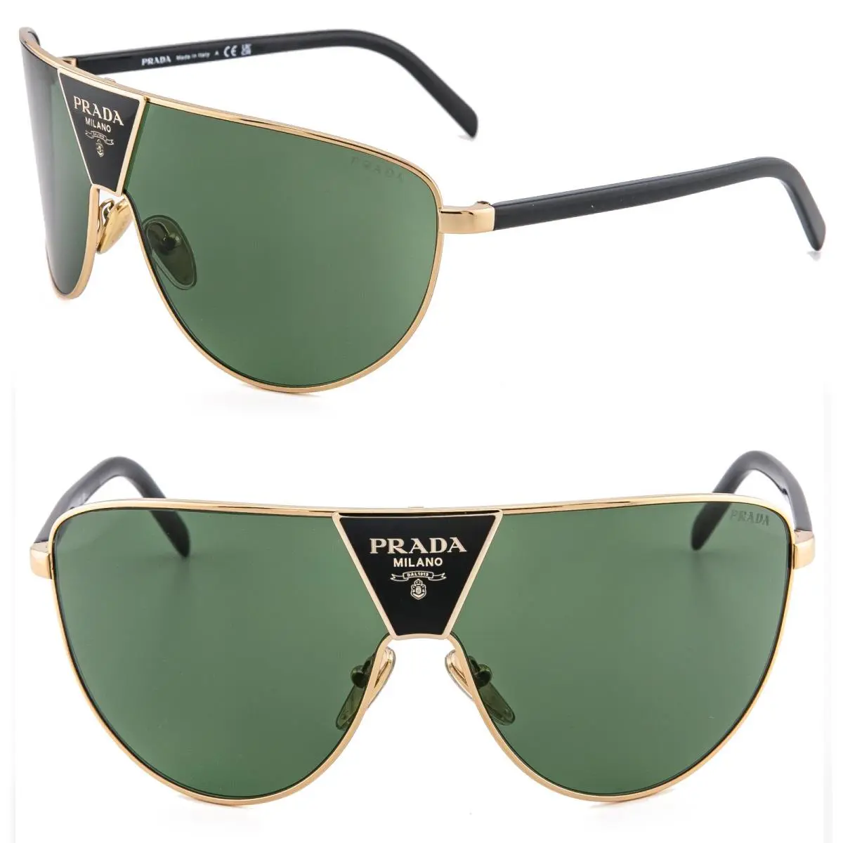 Prada Symbole Black Green Triangle Logo PR69ZS 69Z Unisex Mask Sunglasses 69ZS