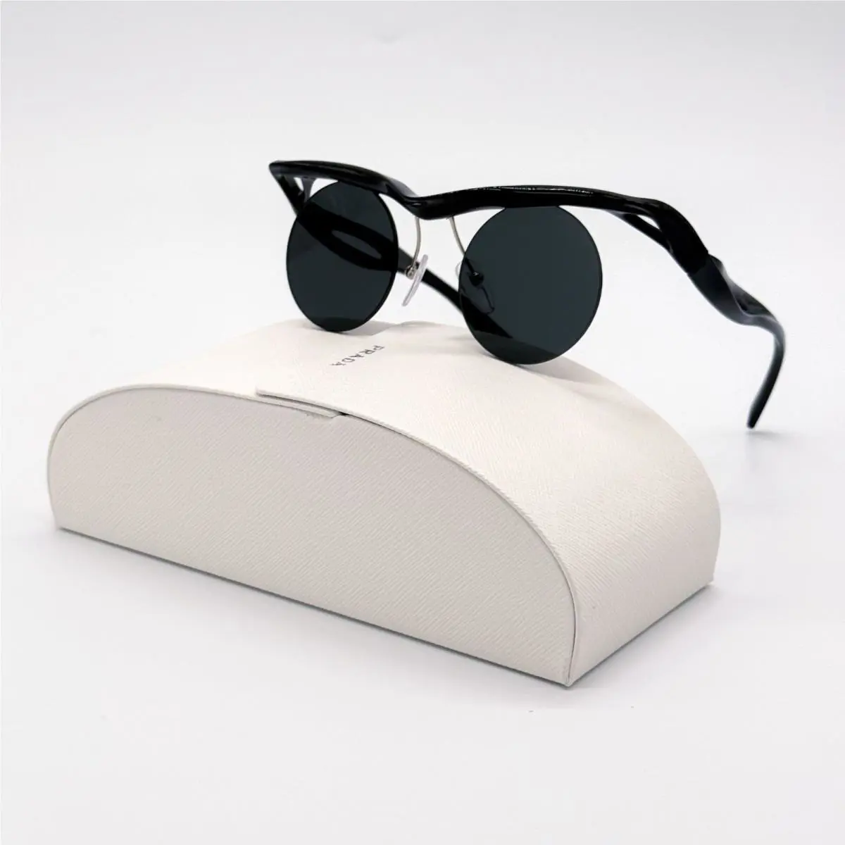 Prada Sunglasses PRA18S 1AB5S0 Round Black Unisex Eyewear PR A18S Spr A18S
