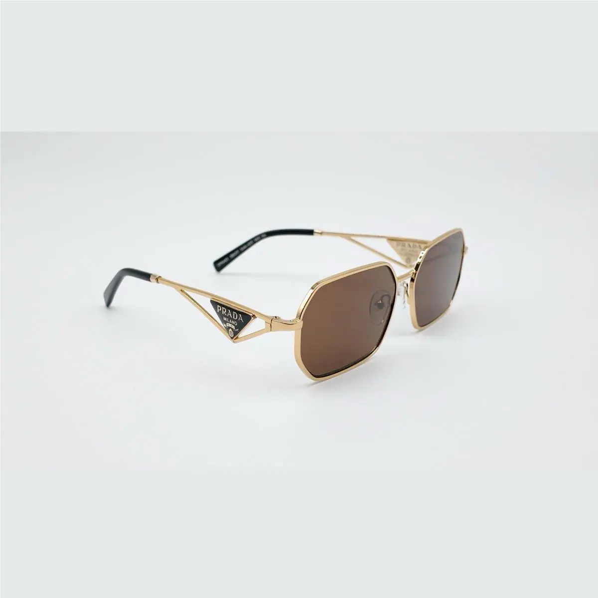 Prada Spr A51V Brown Gold Black Women Thin Metal Square Frame