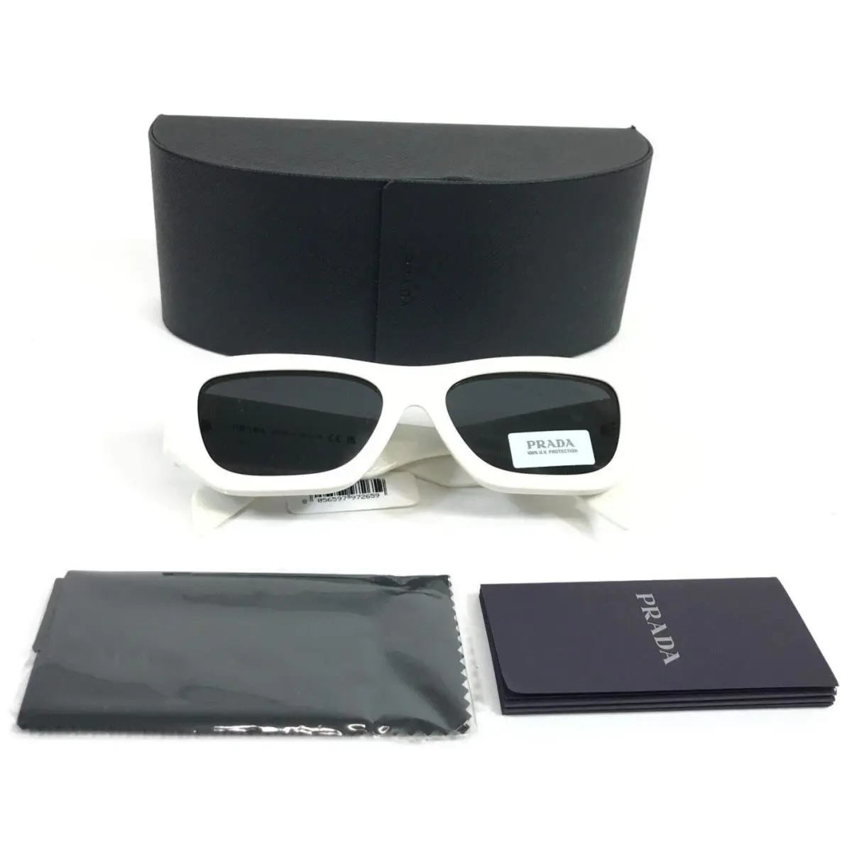 Prada Sunglasses SPRA01-F 17K-08Z White Asian Fit Frames Gray Lenses 55-17-145