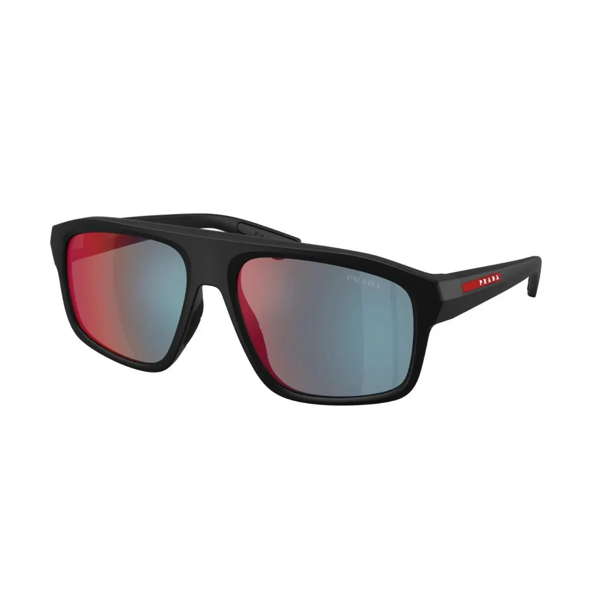 Prada PS B02S 1BO08F Matte Black - Blue Red Mirror Sunglasses 59mm /