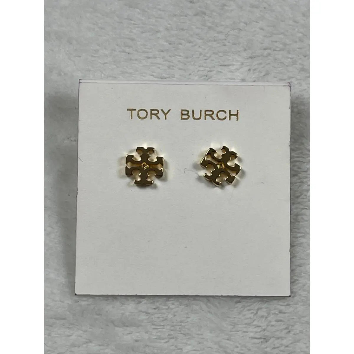 Tory Burch Miller Stud Earrings Gold Tone Double T Logo Designer Jewelry
