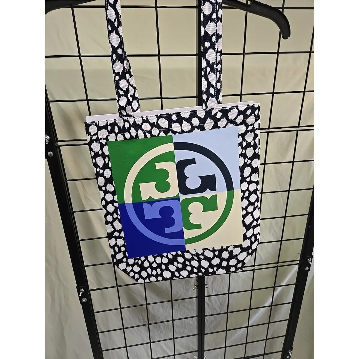 Tory Burch Canvas Logo Tote Bag Shopper In Blue White