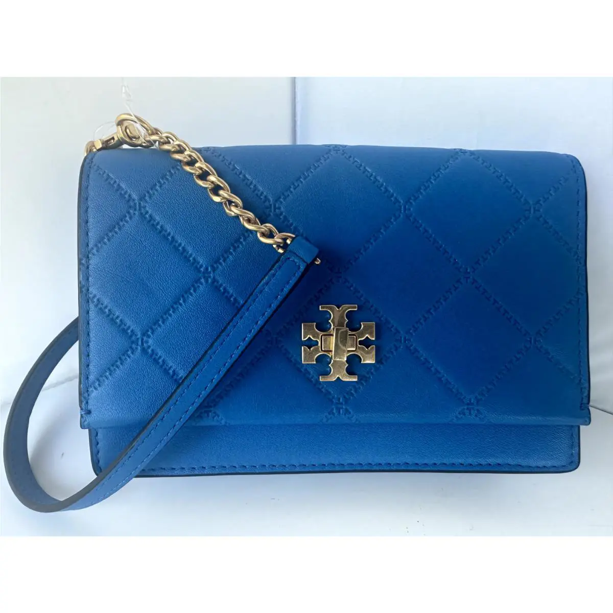 Tory Burch Women`s Crossbody Georgia Turn-lock Mini Bag Blue Leather